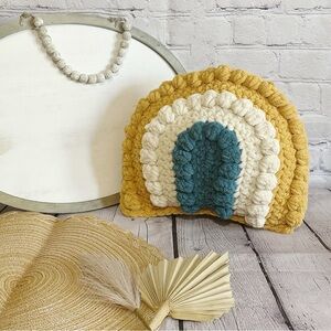 Boho Crochet Decorative Rainbow Pillow
